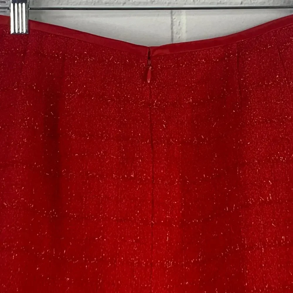 NWT Kasper midi skirt sparkling red size 10 evening holiday cocktail Christmas